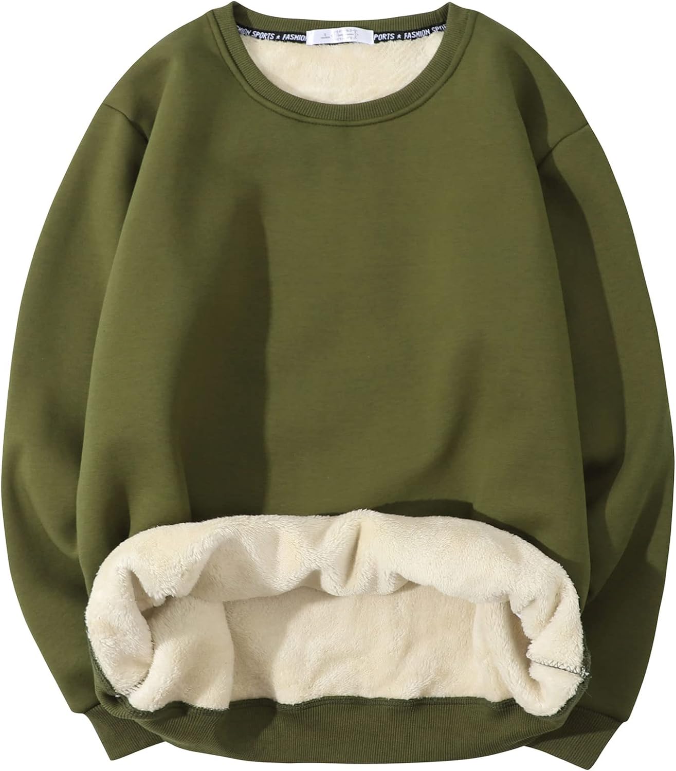 Men'S Crewneck Sweatshirt Warm Sherpa Lined Pullover Fleece 