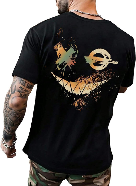 Men's Graphic Tee Bear Print Crewneck T Shirt Short Sleeve Casual Top