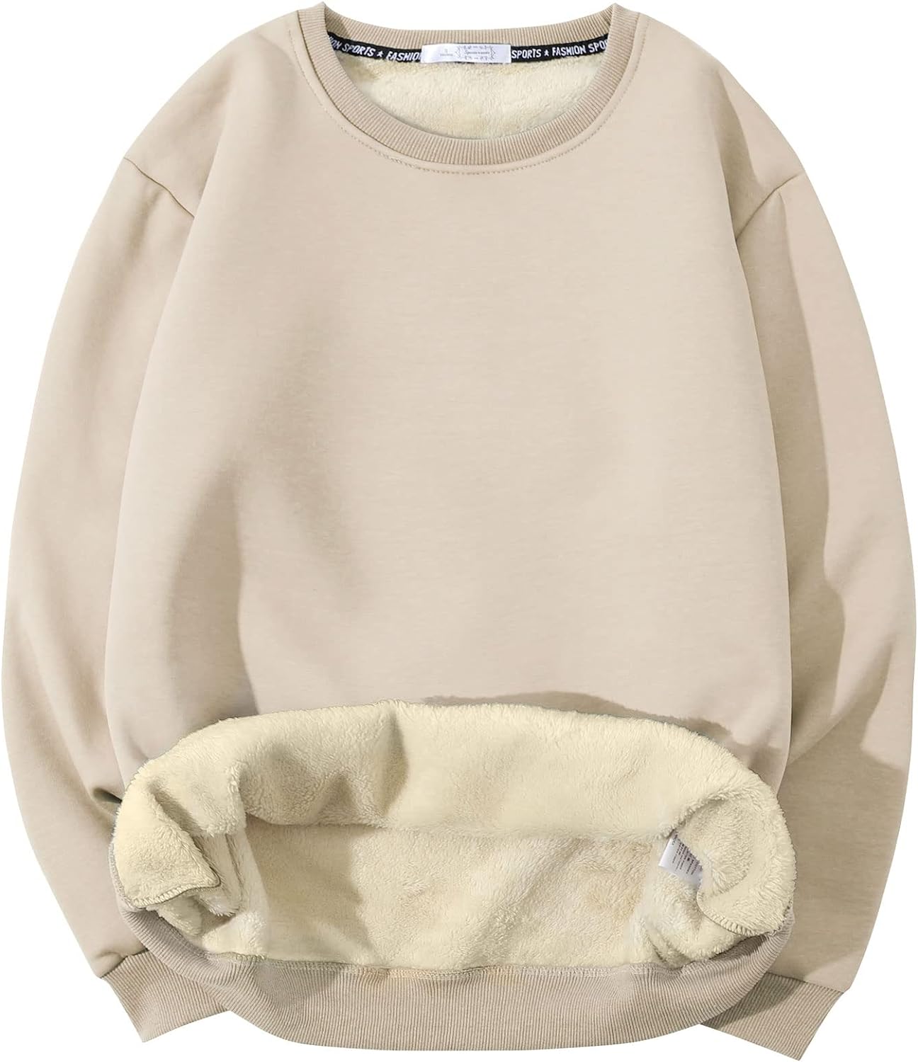 Men'S Crewneck Sweatshirt Warm Sherpa Lined Pullover Fleece 