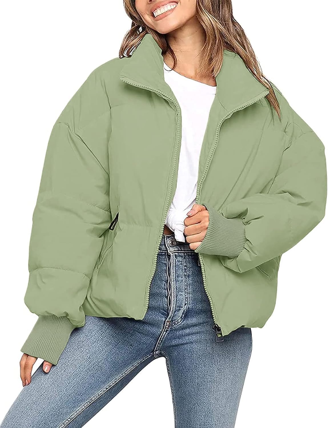 Women'S Winter Long Sleeve Zip Puffer Jacket