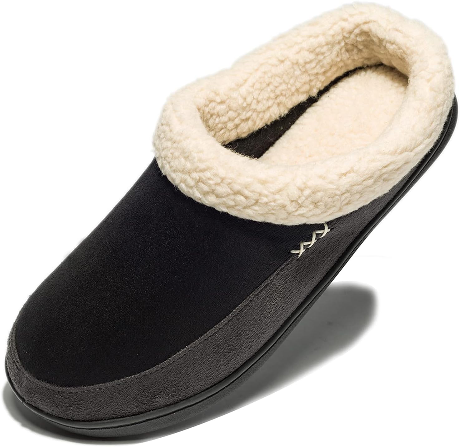 Men'S Warm Foam Suede Plush Lined Slip on Slippers