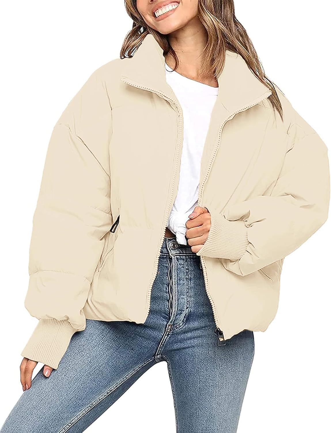 Women'S Winter Long Sleeve Zip Puffer Jacket