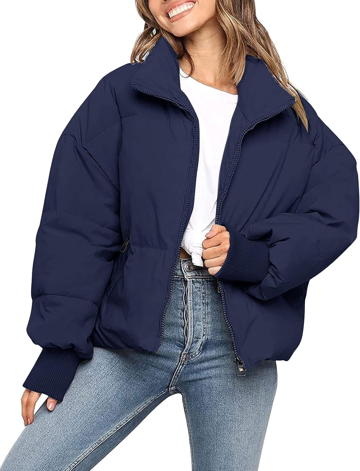 Women'S Winter Long Sleeve Zip Puffer Jacket