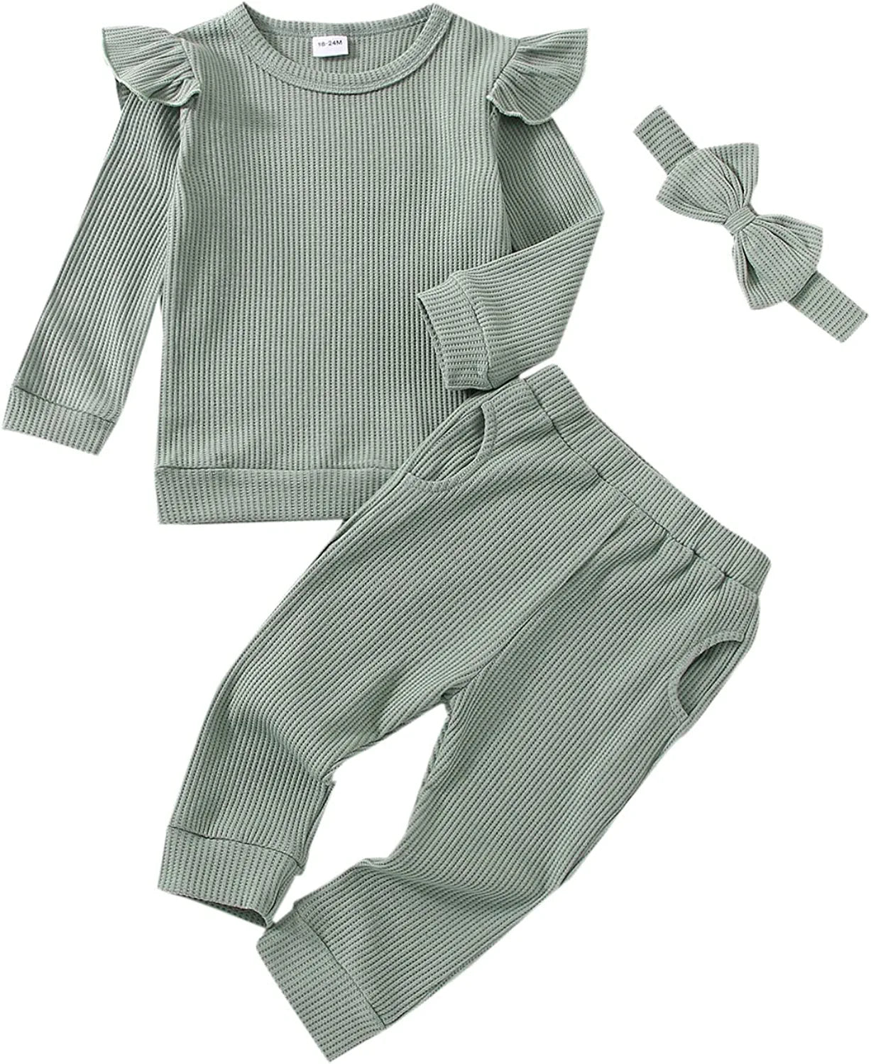 Baby Girl Clothes Fall Winter Outfits Infant Toddler Long Sleeve Sweatshirt Pants Headband Outfits Set
