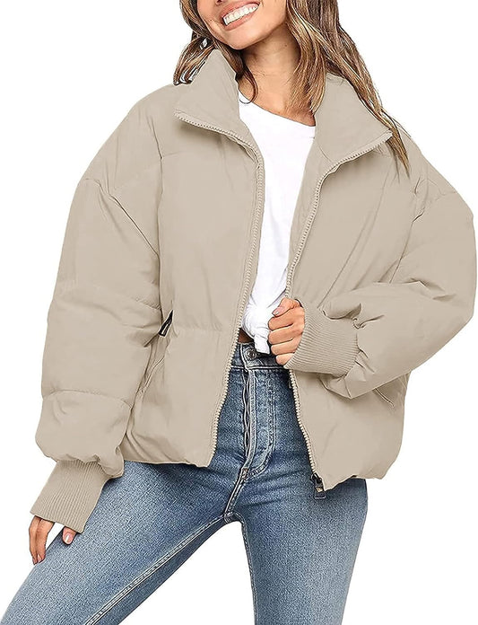 Women'S Winter Long Sleeve Zip Puffer Jacket