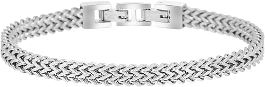 Men’S Stainless Steel Double Franco Chain Bracelet with Extension