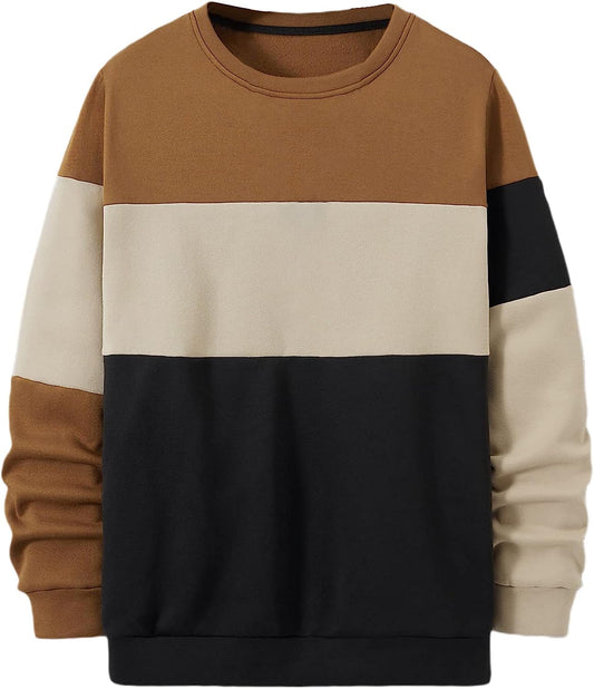 Men'S Casual Colorblock Long Sleeve Sweatshirt Thermal Pullover Tops