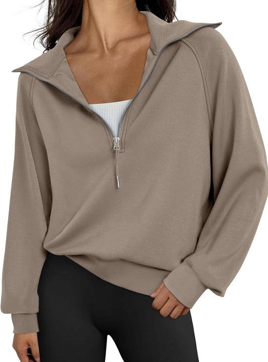 Womens Oversized Sweatshirts Half Zip Pullover Long Sleeve 