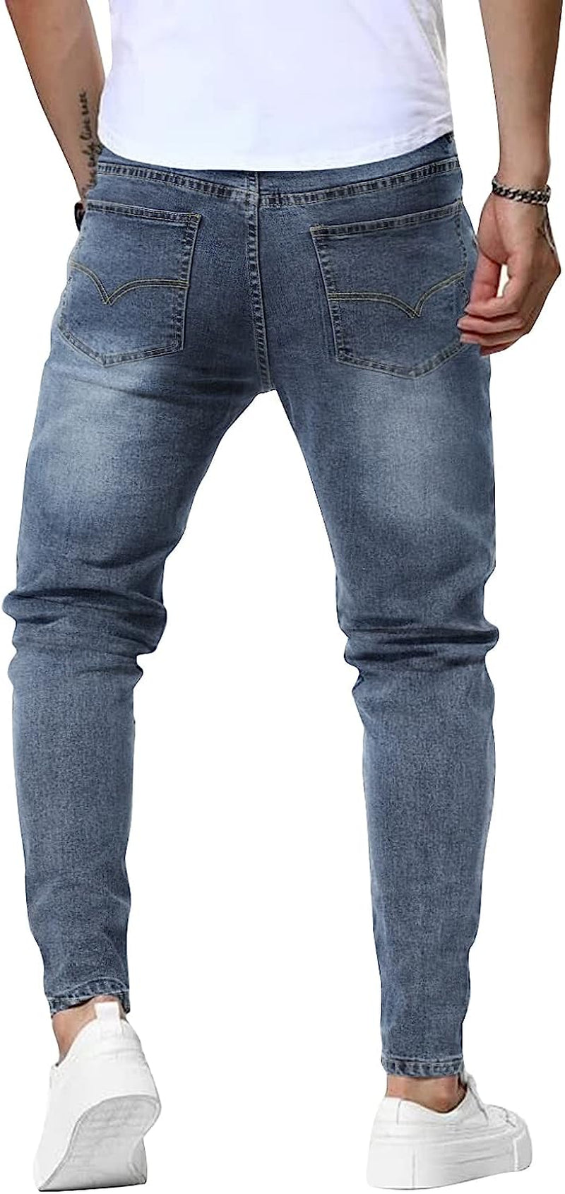 Mens Jeans Slim Fit Skinny Denim Stretch Tapered Jean Pants