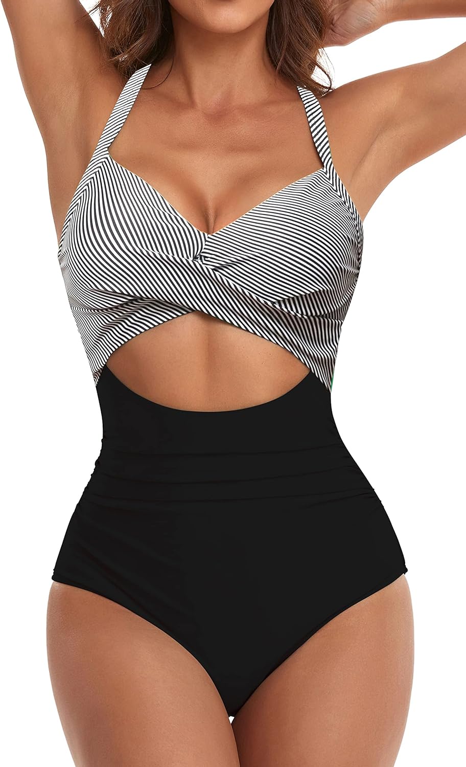 Women's One-Piece Swimsuits Tummy Control Cutout High Waisted Bathing Suit 