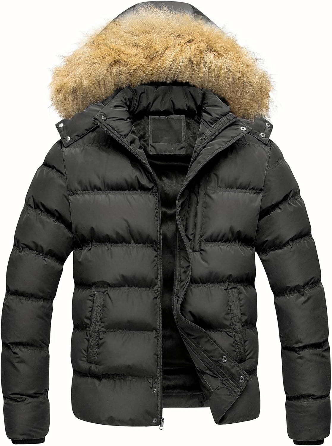 Men's Puffer Jacket Hooded Fur 