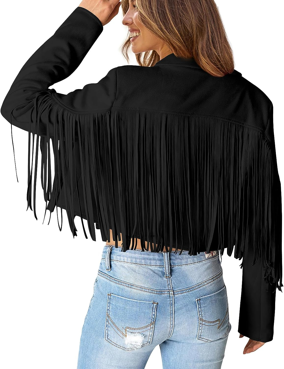 Women'S Fringe Faux Suede Leather Jackets 