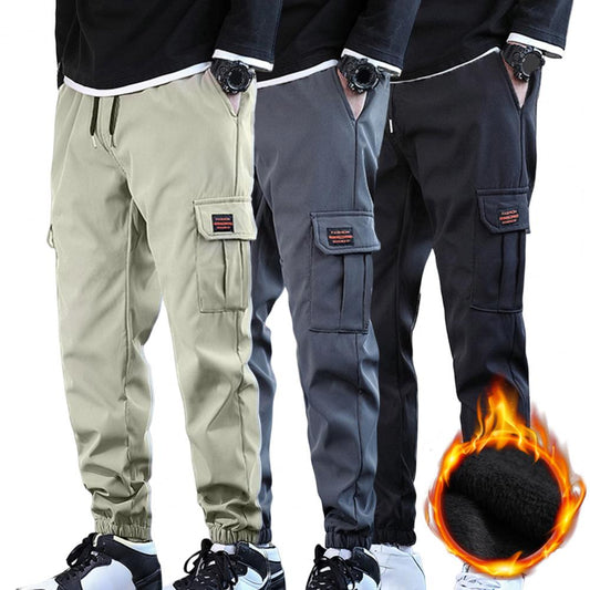  Super Soft Plush Lining Tied Sweatpants Men Trousers Cold Proof