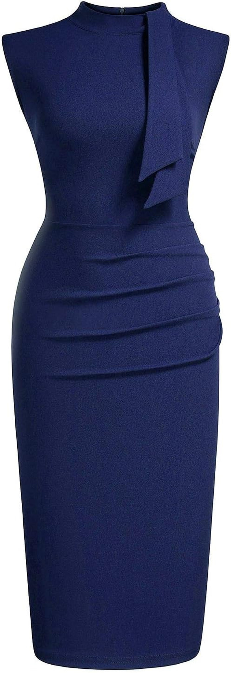 Women's Half Collar Ruffle Cocktail Pencil Dress