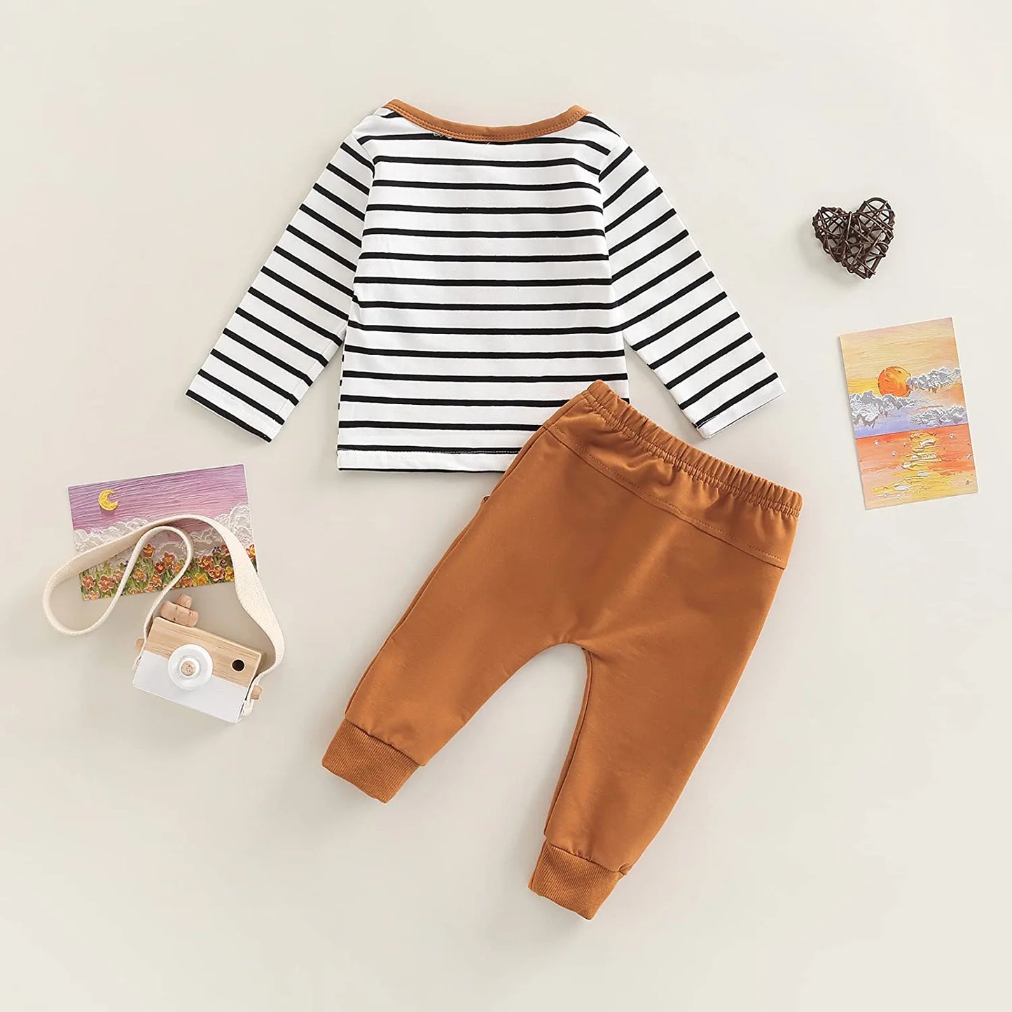 Toddler Infant Baby Boy Clothes Long Sleeve Striped T-Shirt with pants 2Pcs Fall Winter Outfits