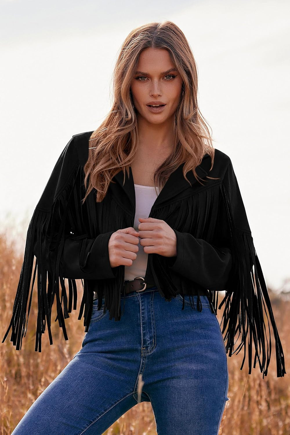 Women'S Fringe Faux Suede Leather Jackets 