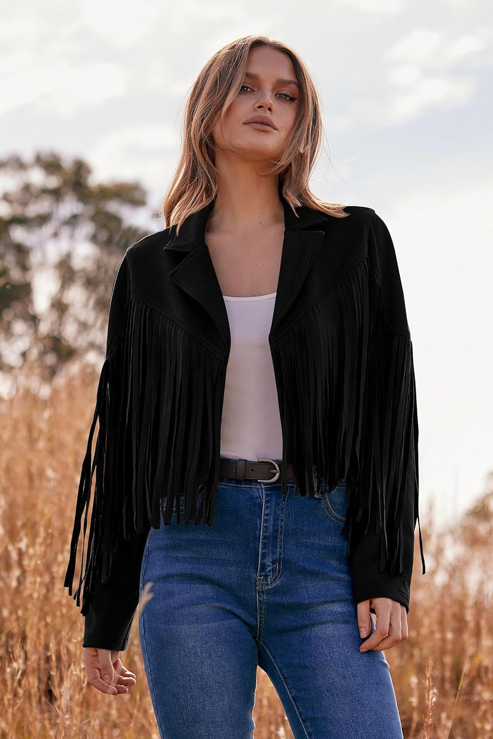 Women'S Fringe Faux Suede Leather Jackets 