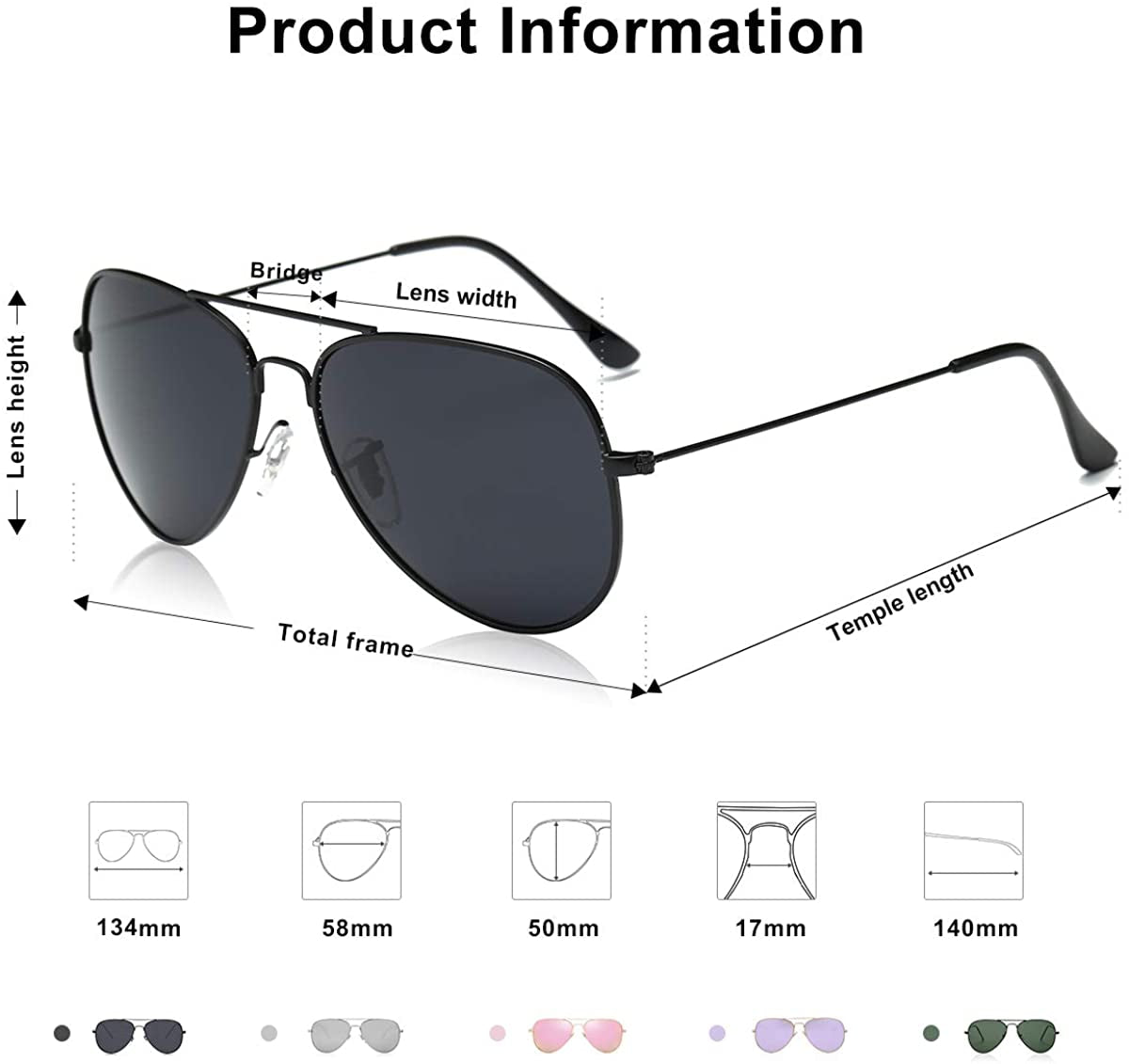 Classic Aviator Polarized Sunglasses for Men 