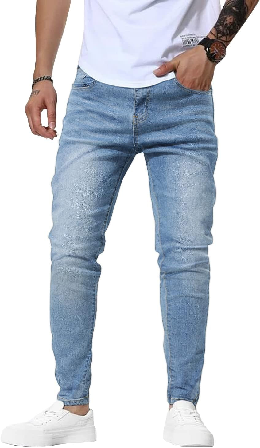 Men's Greybule Jeans Slim Fit Skinny Denim Stretch Tapered Jean Pants