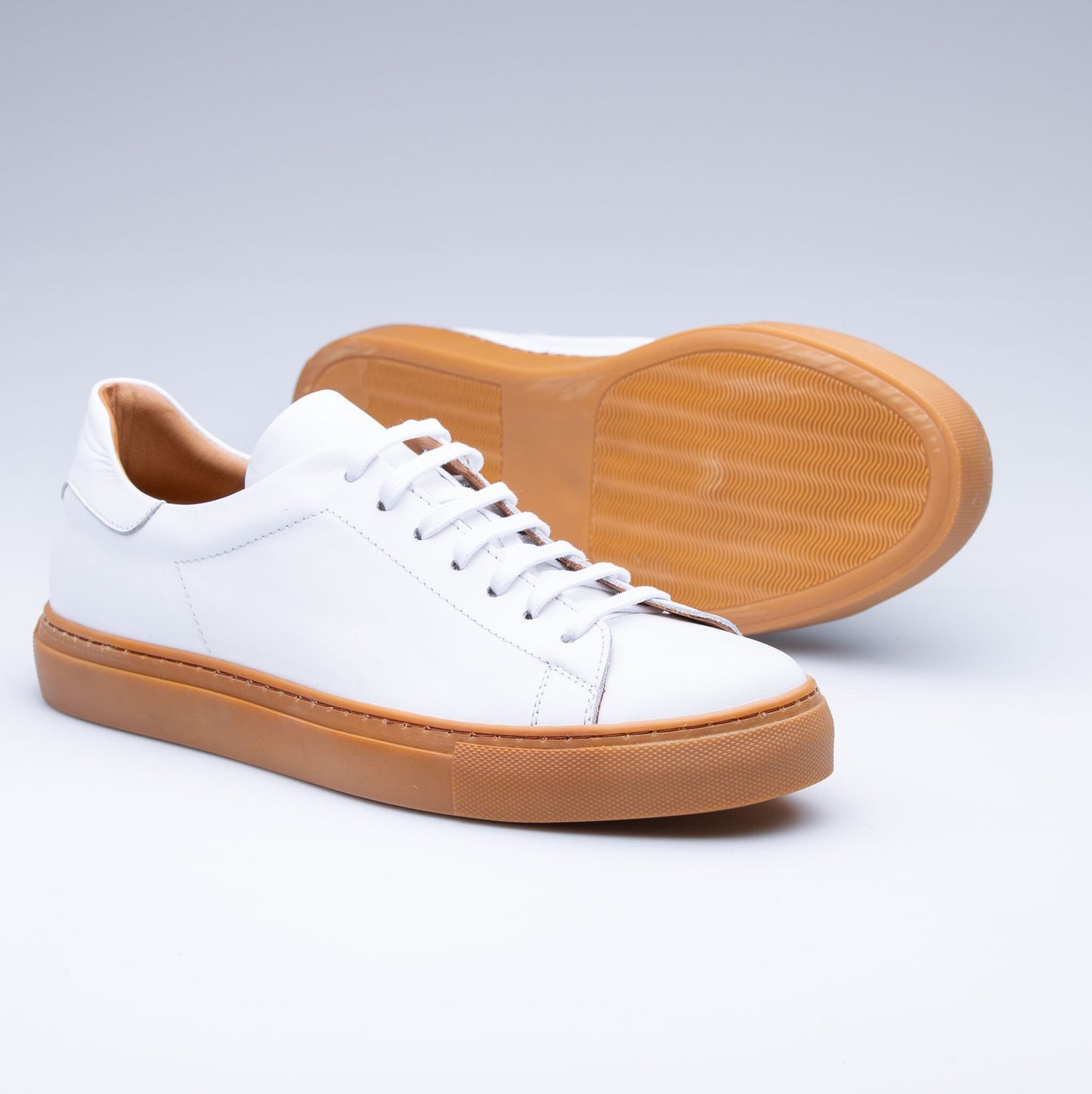  White Men's Leather Sneaker, Handmade Leather Sneakers