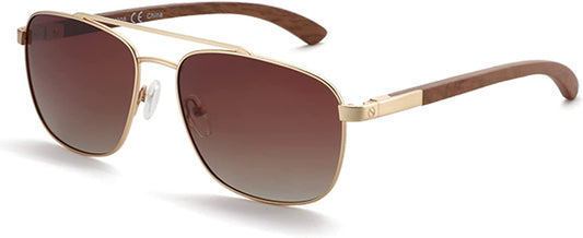 Aviator Wood Polarized Sunglasses for Men 100% UV Protection