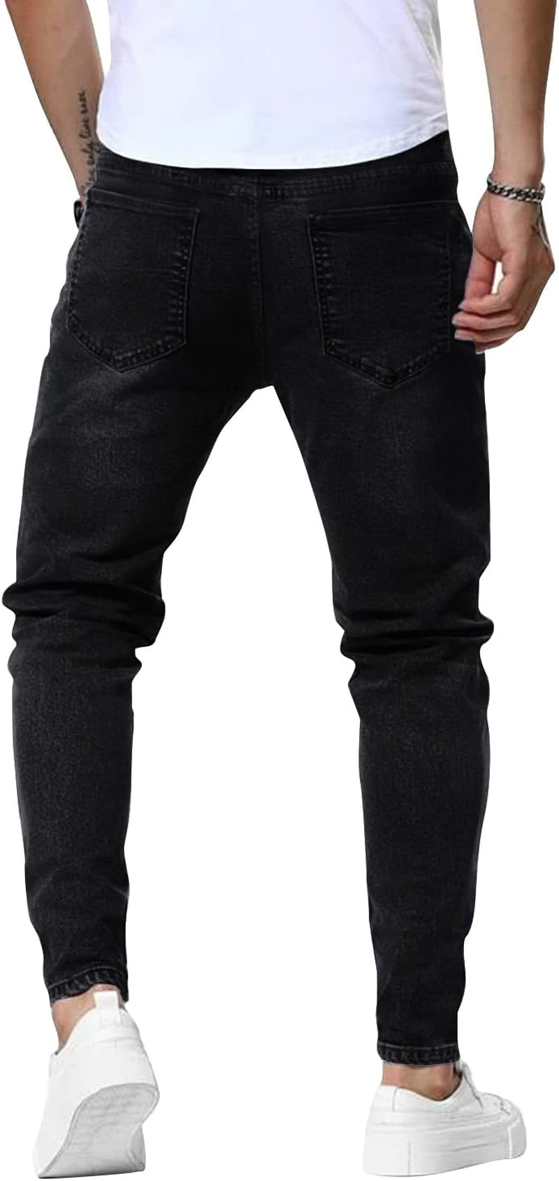 Men's Black Jeans Slim Fit Skinny Denim Stretch Tapered Jean Pants