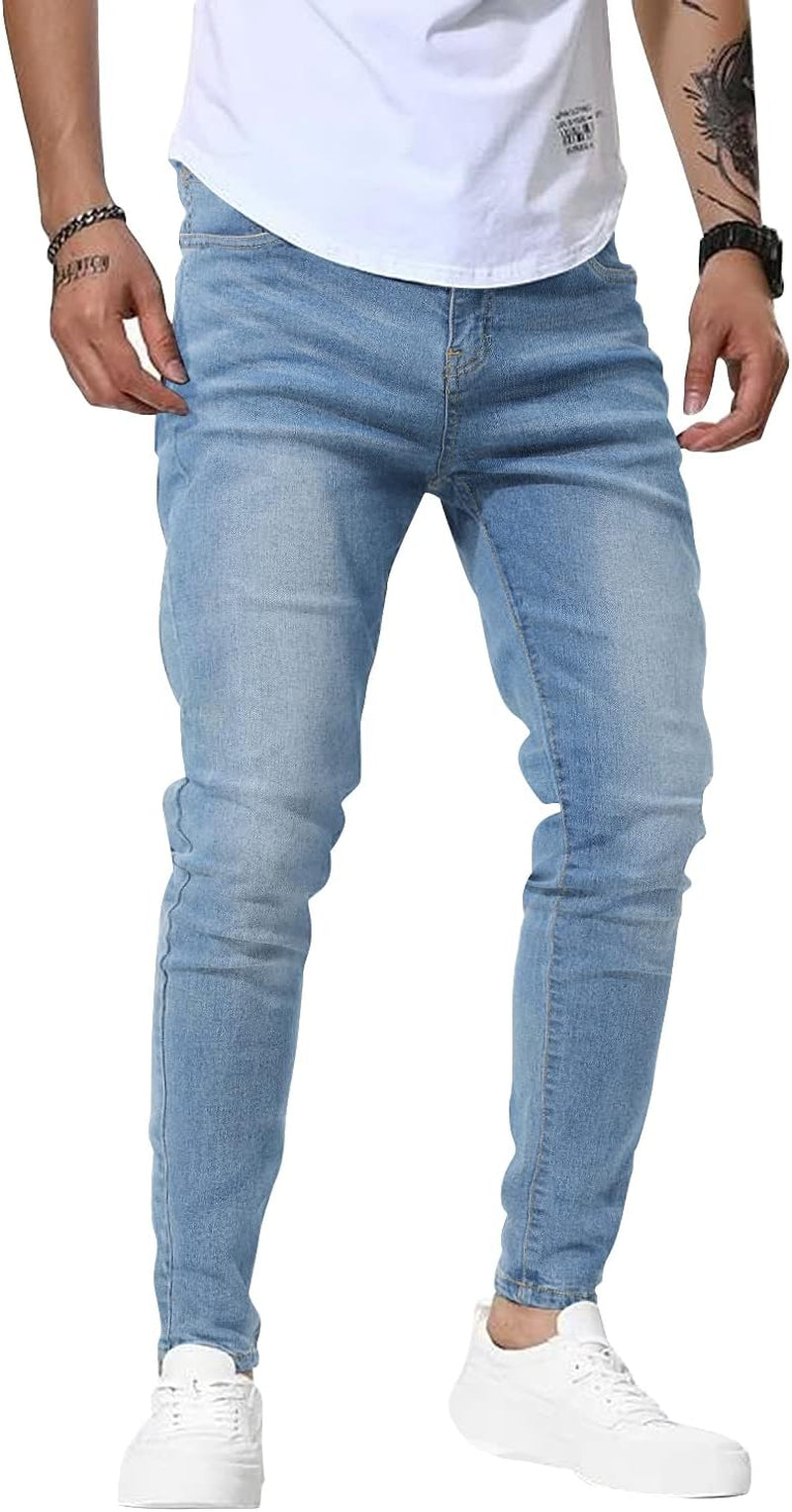 Men's Greybule Jeans Slim Fit Skinny Denim Stretch Tapered Jean Pants