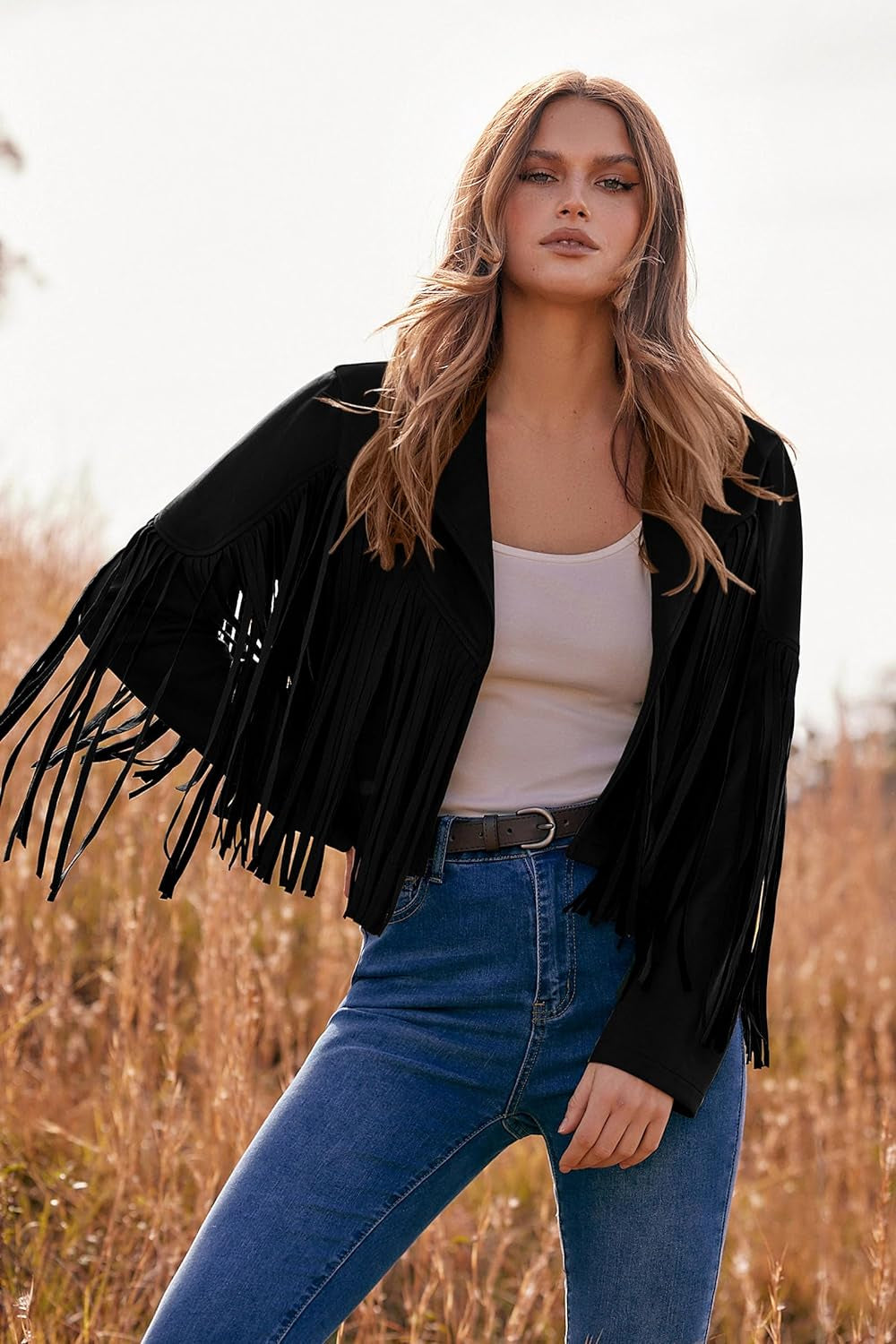 Women'S Fringe Faux Suede Leather Jackets 