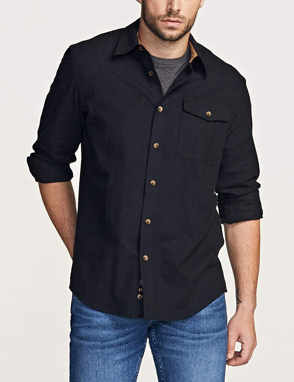 Men'S All Cotton Flannel Shirt, Long Sleeve Casual Button up Plaid Shirt, Brushed Soft Outdoor Shirts