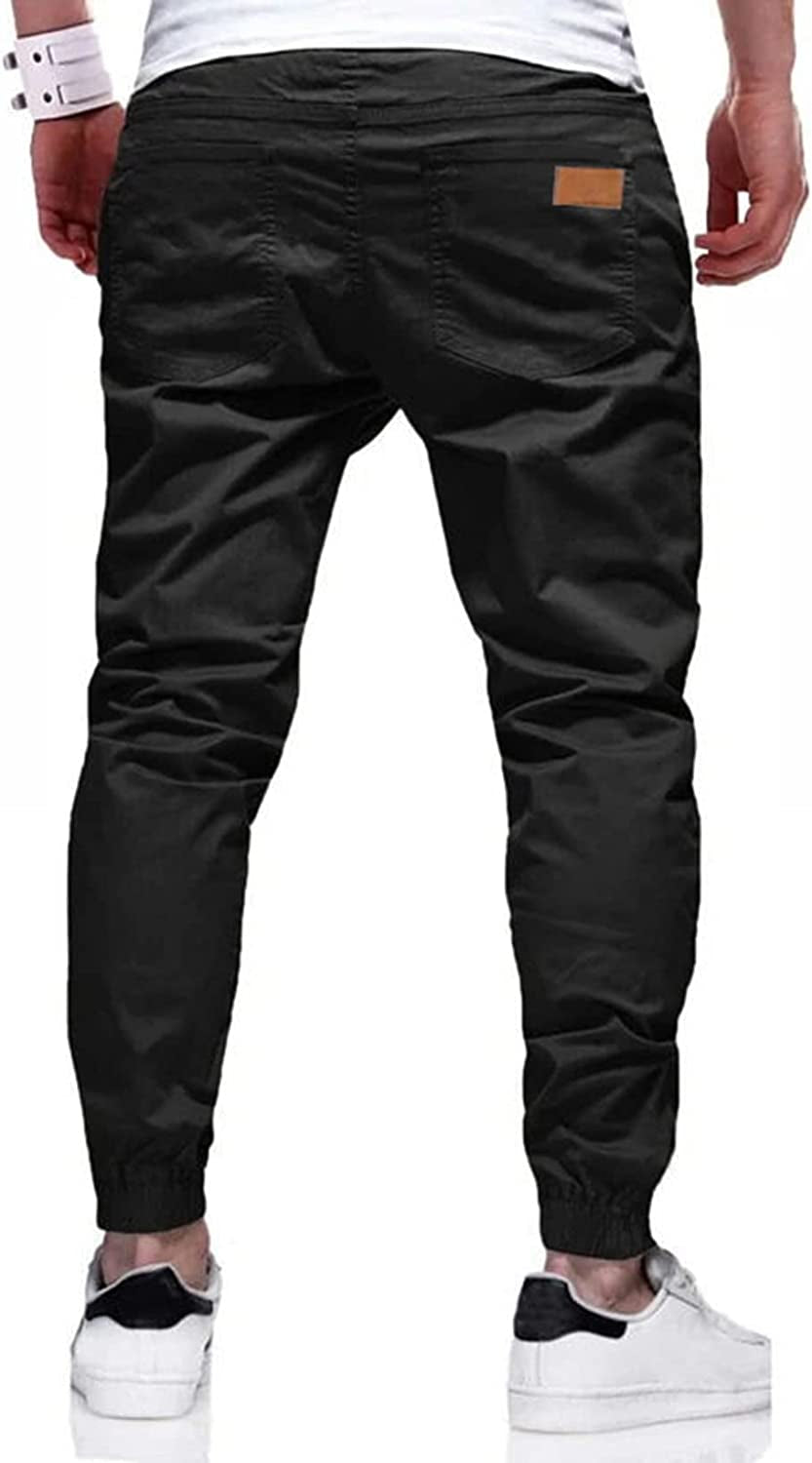 Mens Casual Joggers Pants - Cotton Drawstring Chino Cargo Pants Hiking Outdoor Twill Track Jogging Sweatpants Pants