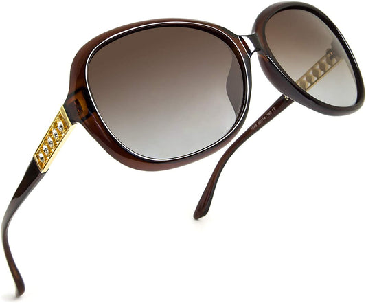 Oversized Polarized Sunglasses for Women Vintage Fashion Rhinestone Designer UV Protection 