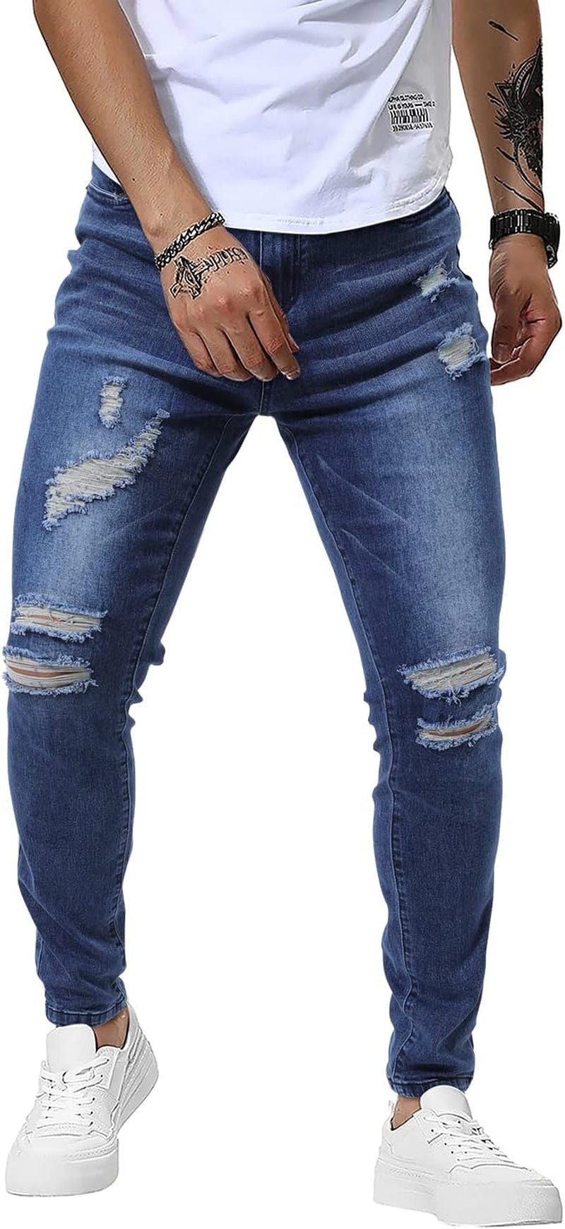 Mens Jeans Slim Fit Skinny Denim Stretchy