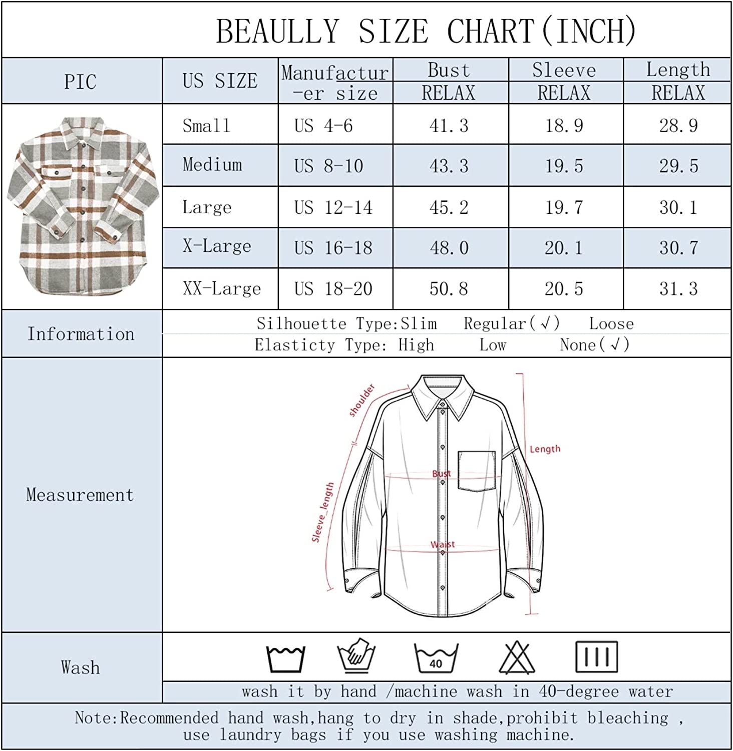 Women'S Flannel Plaid Jacket Long Sleeve Button down Chest Pocketed Shirts Coats Shacket