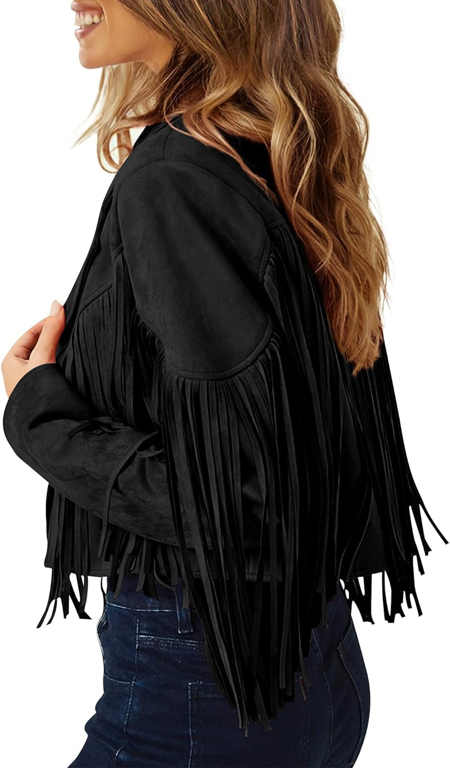 Women'S Fringe Faux Suede Leather Jackets 