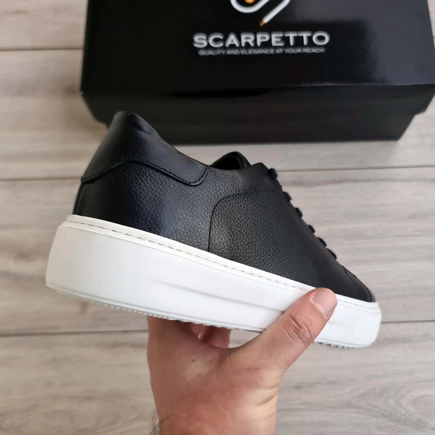 Leather Sneakers with High Platform Sole for Men