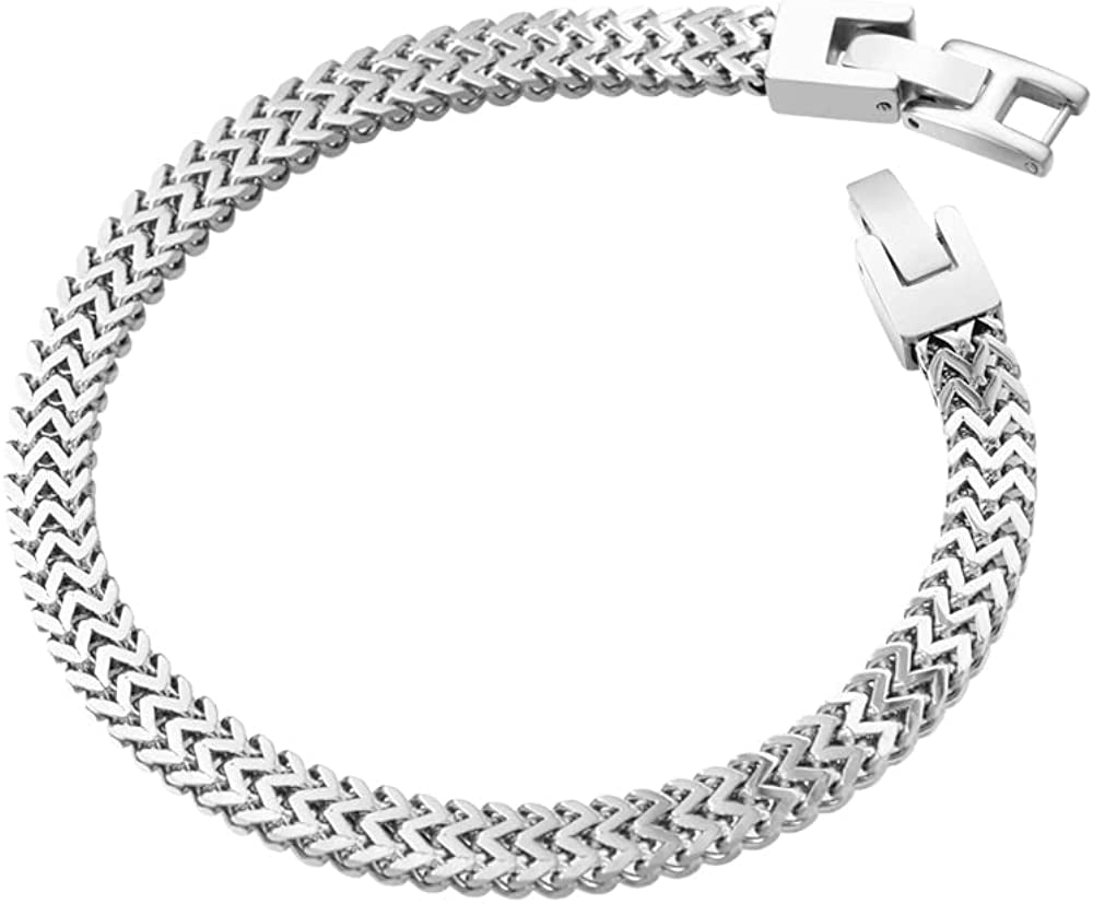 Men’S Stainless Steel Double Franco Chain Bracelet with Extension