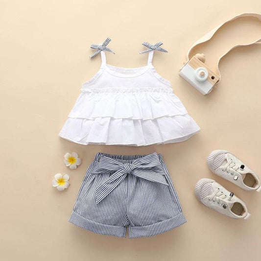 2 Piece Girls Summer Outfit/Kids Baby Toddler Top and Shorts Set