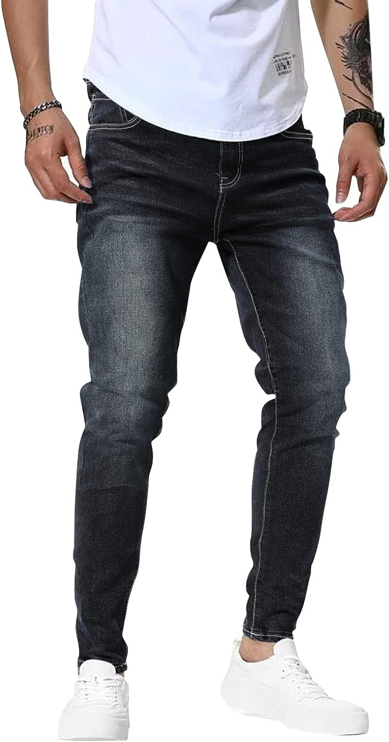 Men's Dark blue Jeans Slim Fit Skinny Denim Stretch Tapered Jean Pants