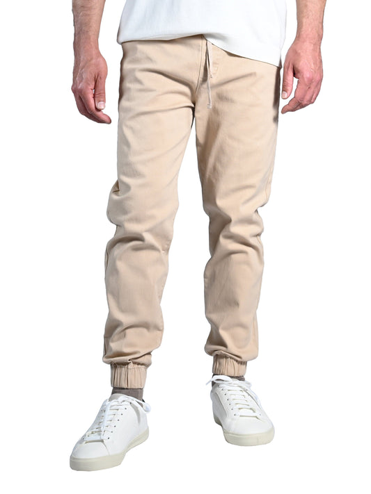 Men’S Chino Jogger Pants - Soft and Stretch-Light Khaki