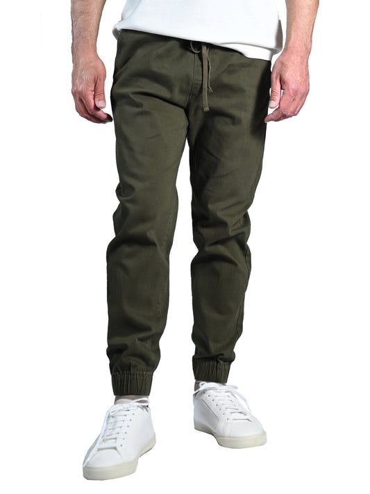Men’S Chino Jogger Pants - Soft and Stretch-Olive