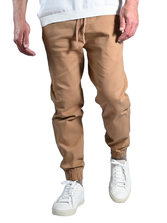Men’S Chino Jogger Pants - Soft and Stretch-Khaki