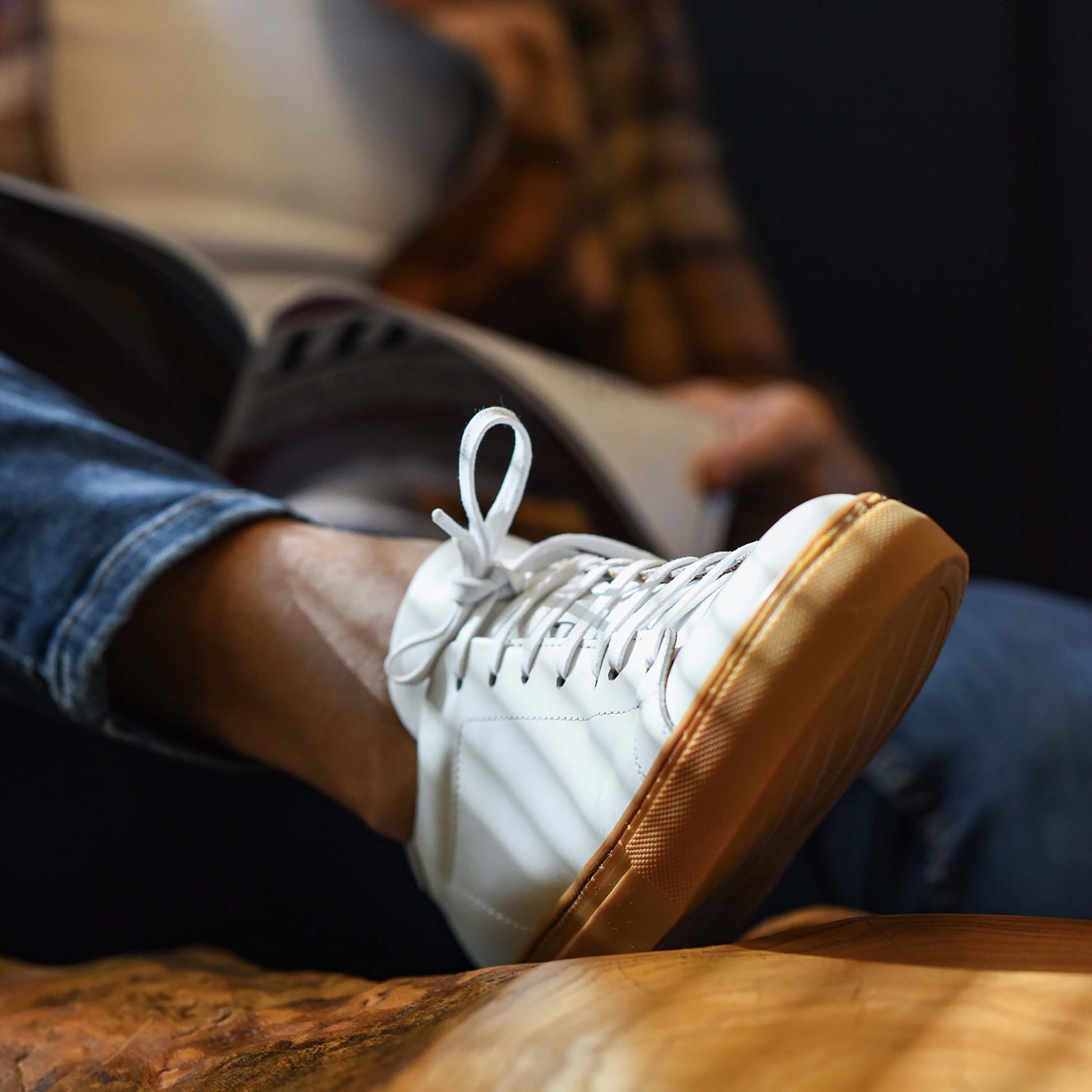  White Men's Leather Sneaker, Handmade Leather Sneakers